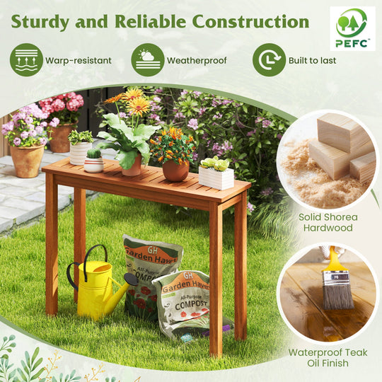 Wooden Plant Stand Set of 2 - Solid Shorea Hardwood