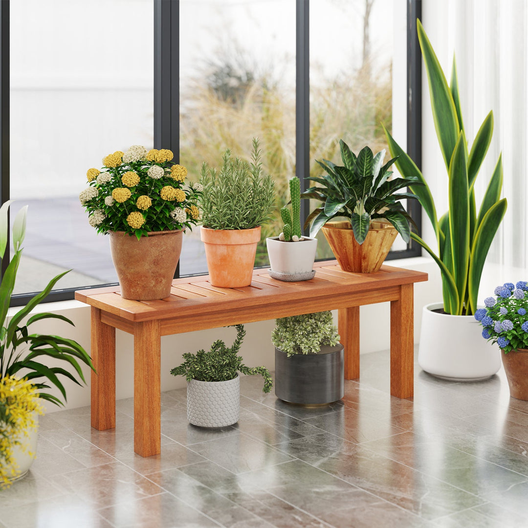 Wooden Plant Stand Set of 2 - Solid Shorea Hardwood