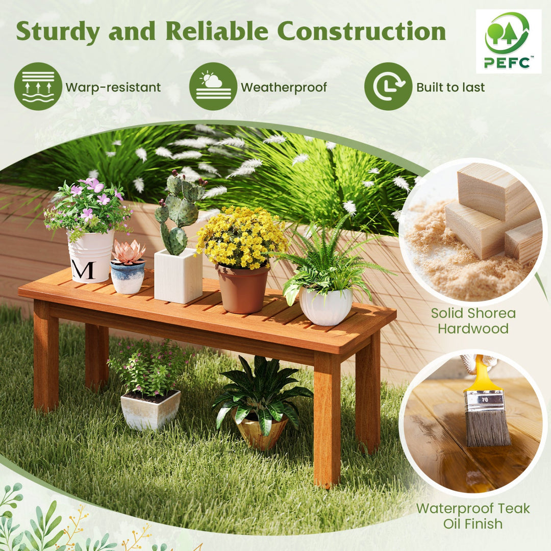 Wooden Plant Stand Set of 2 - Solid Shorea Hardwood