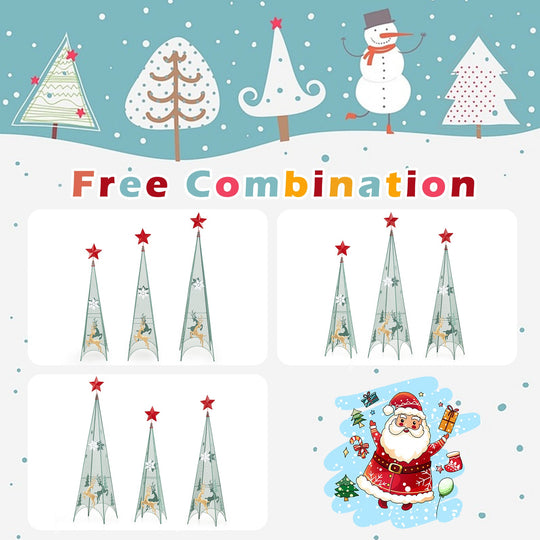 3/3.5/4 Feet Set of 3 Tower Shaped Christmas Trees with Removable Star Toppers