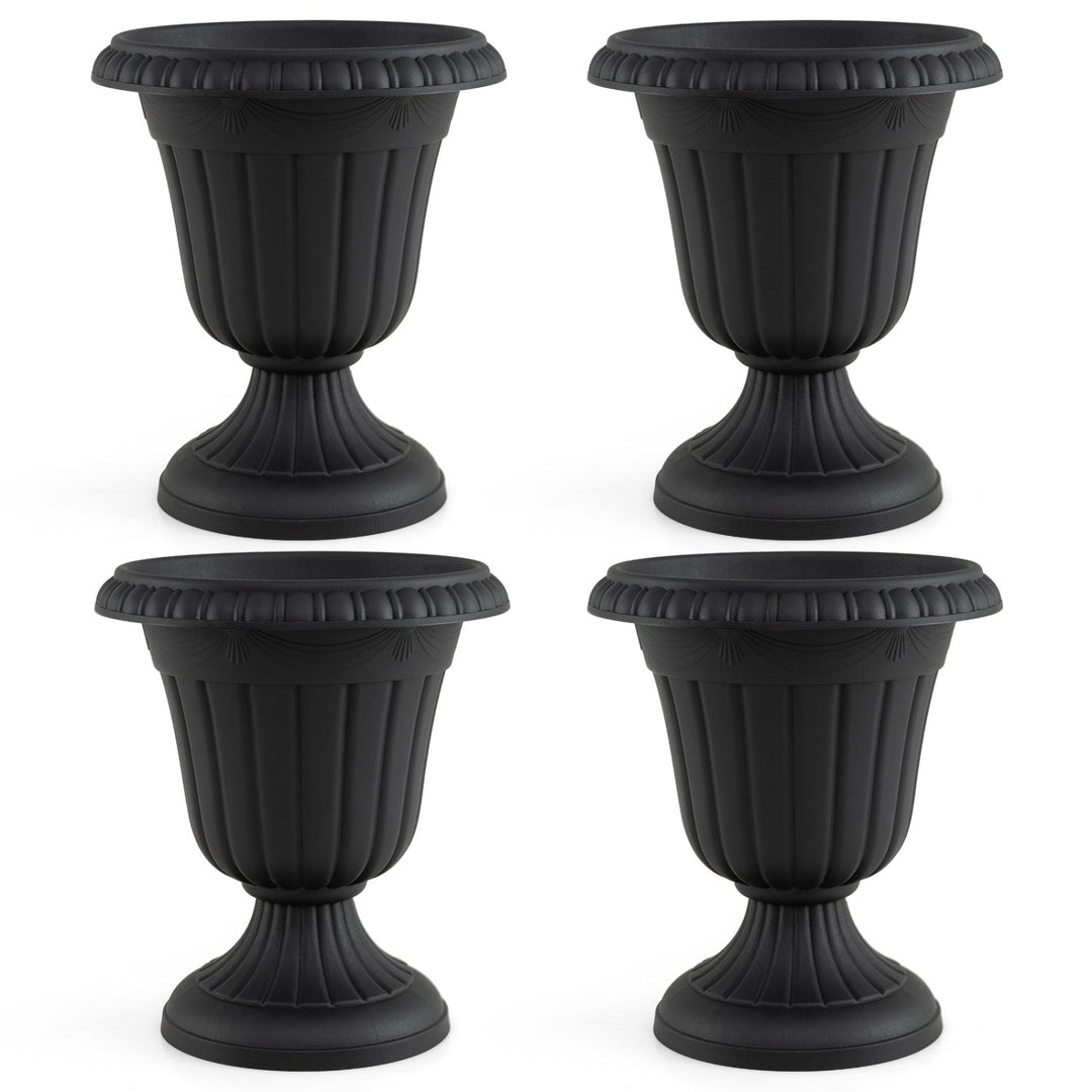 18-Inch Tall Urn Planters with Pedestal Base, Set of 4