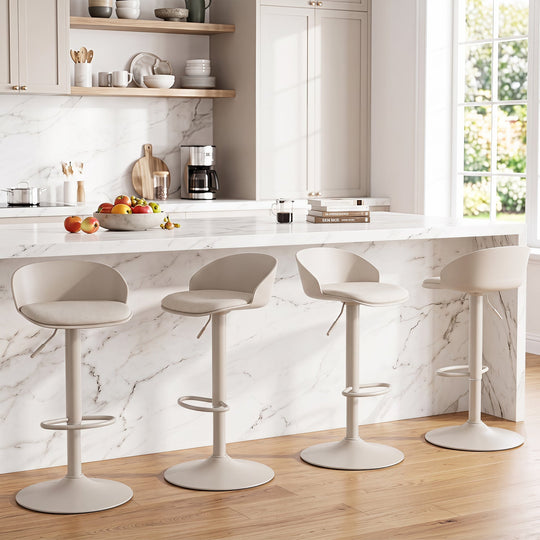 Adjustable Swivel Bar Stools Set of 4 with Back & Footrest