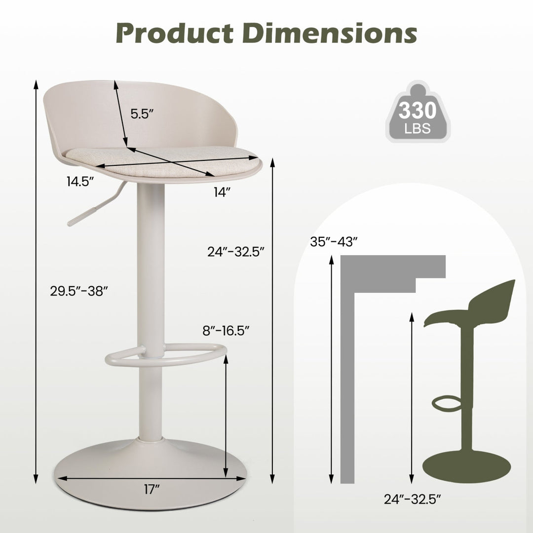 Adjustable Swivel Bar Stools Set of 4 with Back & Footrest