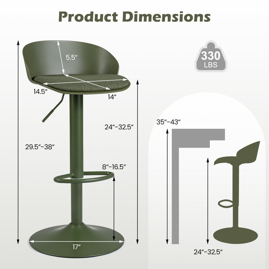 Adjustable Swivel Bar Stools Set of 4 with Back & Footrest