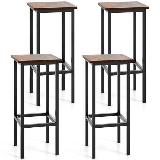 Set of 4 Bar Stool Set 26 Inch Bar Chair with Metal Legs and Footrest