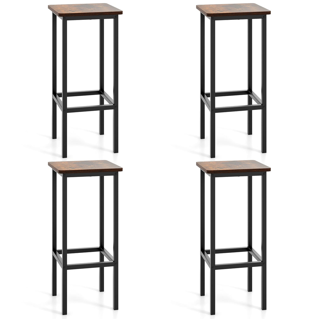 Set of 4 Bar Stool Set 26 Inch Bar Chair with Metal Legs and Footrest