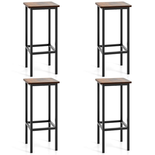 Set of 4 Bar Stool Set 26 Inch Bar Chair with Metal Legs and Footrest