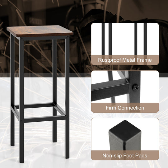 Set of 4 Bar Stool Set 26 Inch Bar Chair with Metal Legs and Footrest
