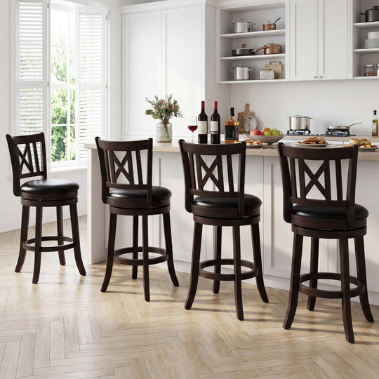 Swivel Bar Stools Set of 4 with Backrest and Footrest