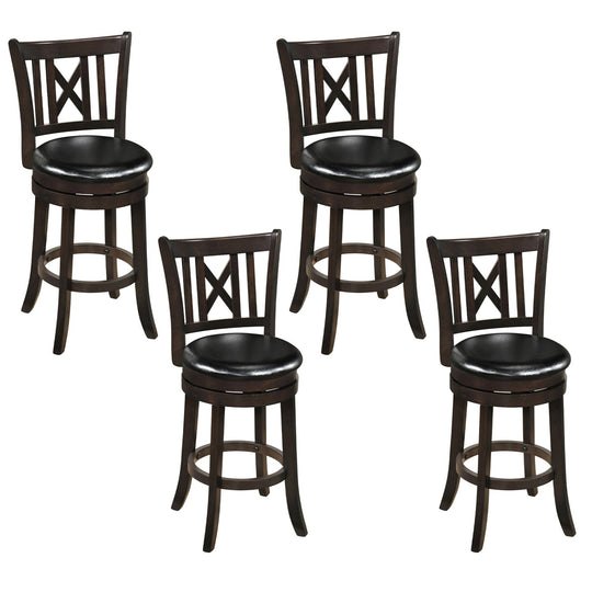 Swivel Bar Stools Set of 4 with Backrest and Footrest