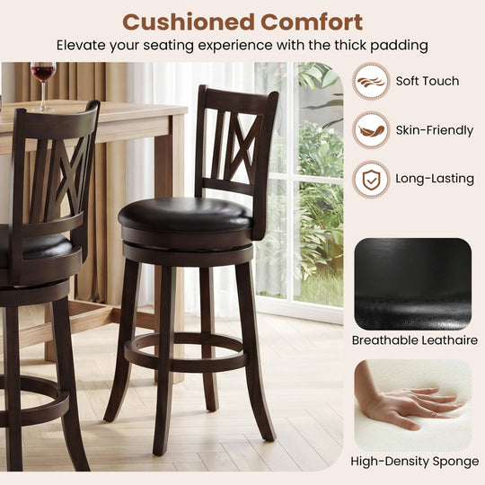 Swivel Bar Stools Set of 4 with Backrest and Footrest
