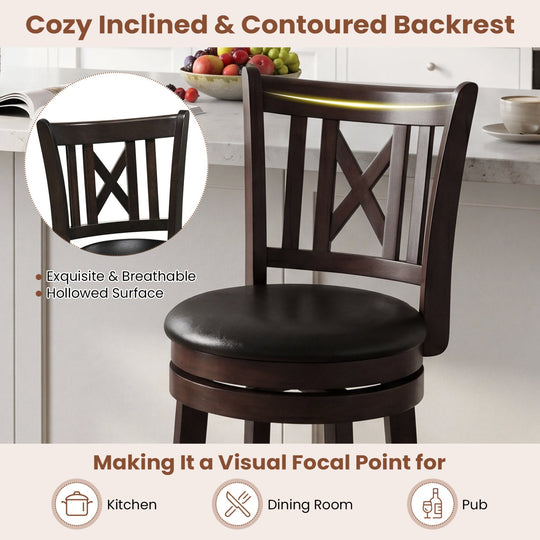 Swivel Bar Stools Set of 4 with Backrest and Footrest