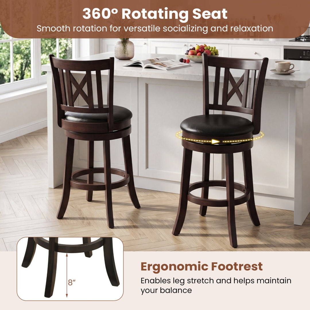 Swivel Bar Stools Set of 4 with Backrest and Footrest