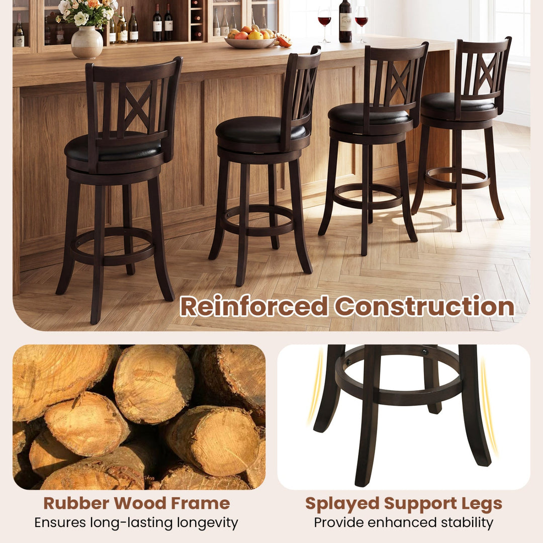 Swivel Bar Stools Set of 4 with Backrest and Footrest