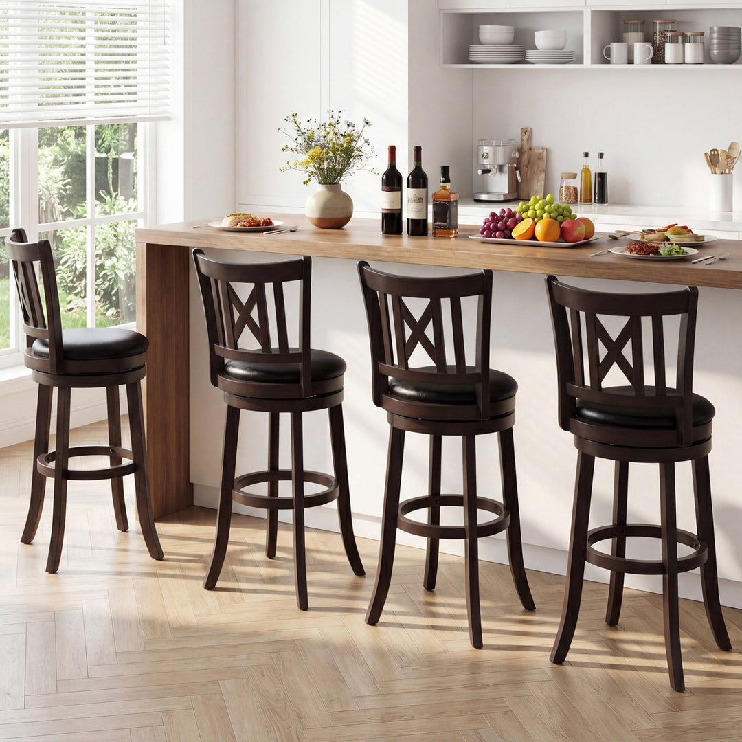 Swivel Bar Stools Set of 4 with Backrest and Footrest