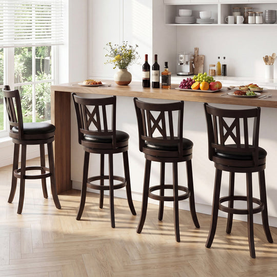 Swivel Bar Stools Set of 4 with Backrest and Footrest