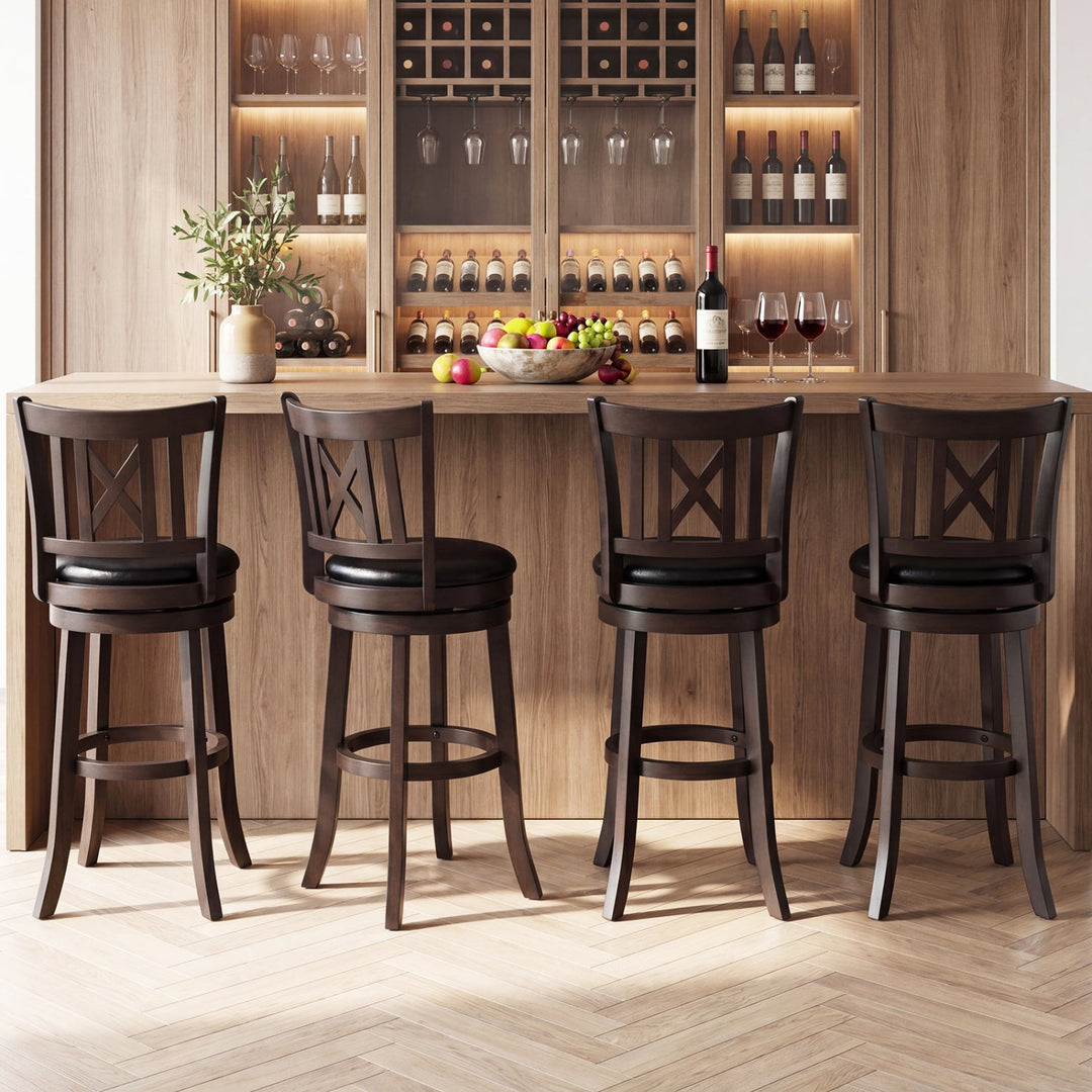 Swivel Bar Stools Set of 4 with Backrest and Footrest