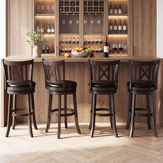 Swivel Bar Stools Set of 4 with Backrest and Footrest