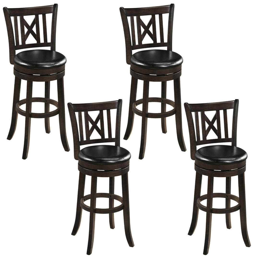 Swivel Bar Stools Set of 4 with Backrest and Footrest