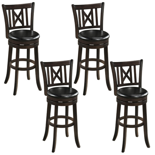 Swivel Bar Stools Set of 4 with Backrest and Footrest