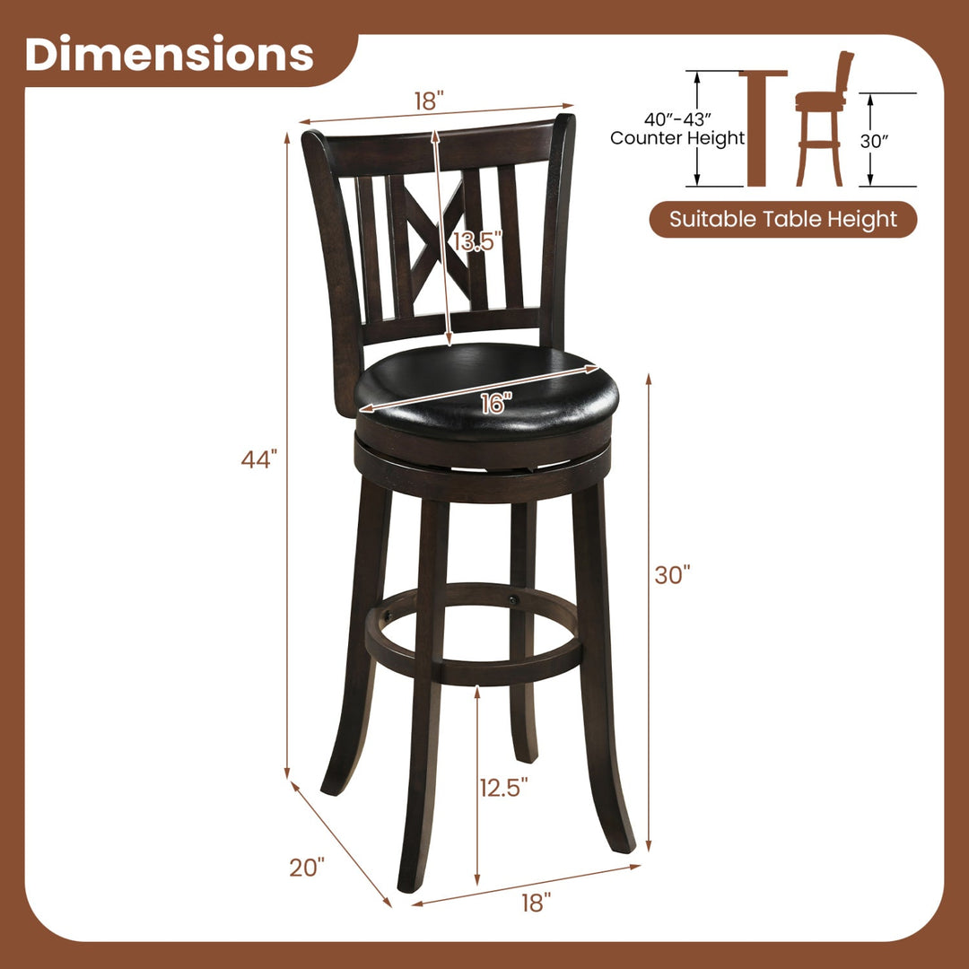 Swivel Bar Stools Set of 4 with Backrest and Footrest