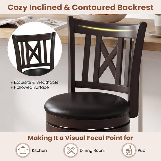 Swivel Bar Stools Set of 4 with Backrest and Footrest