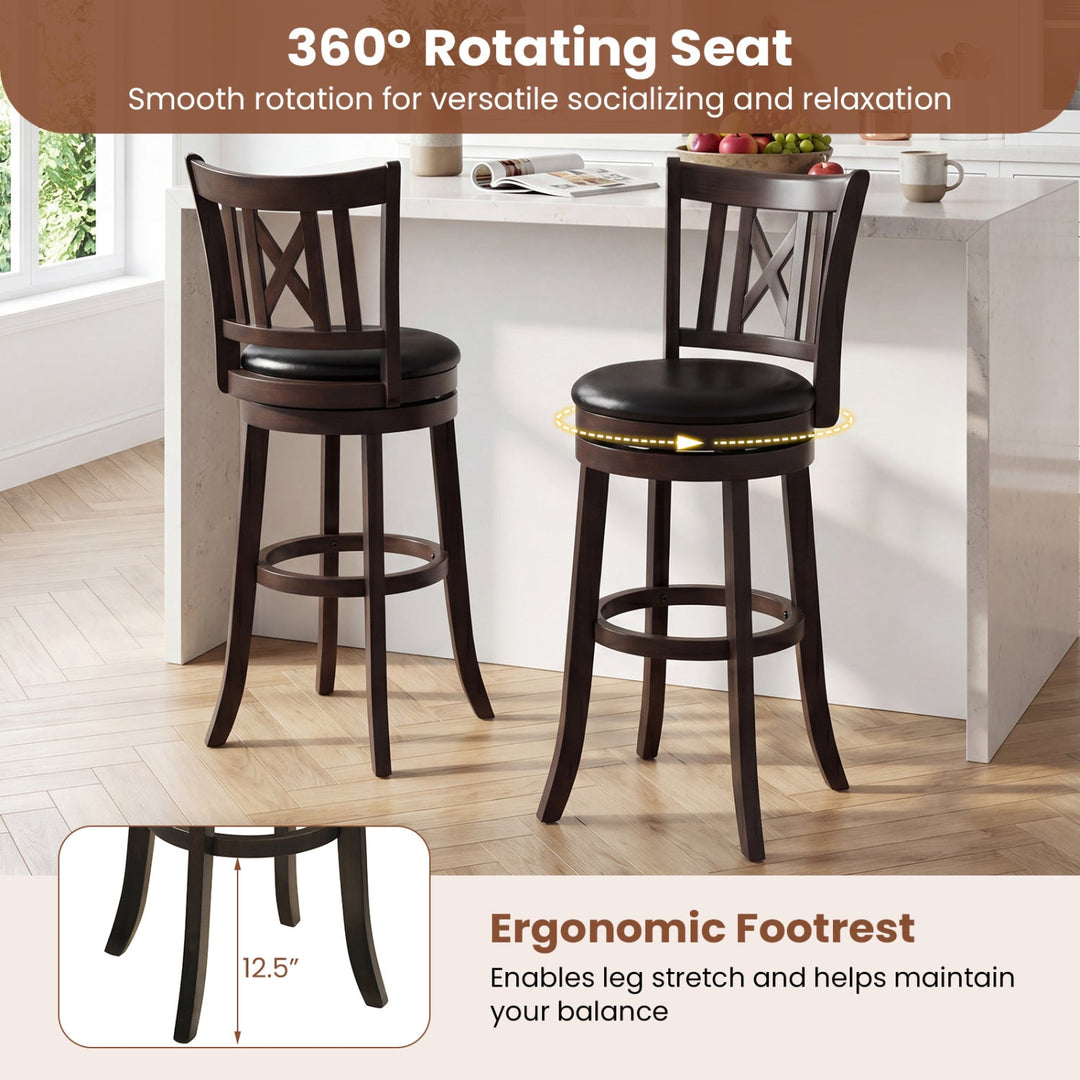 Swivel Bar Stools Set of 4 with Backrest and Footrest