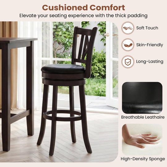 Swivel Bar Stools Set of 4 with Backrest and Footrest