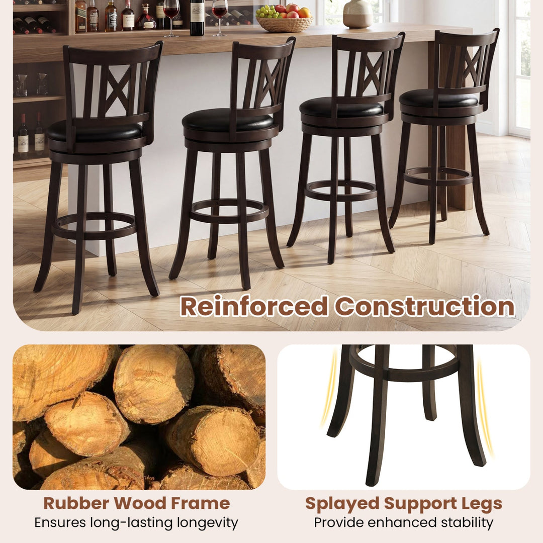 Swivel Bar Stools Set of 4 with Backrest and Footrest