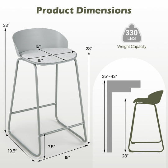 Counter Height Bar Stools Set of 4 with Curved Backrest