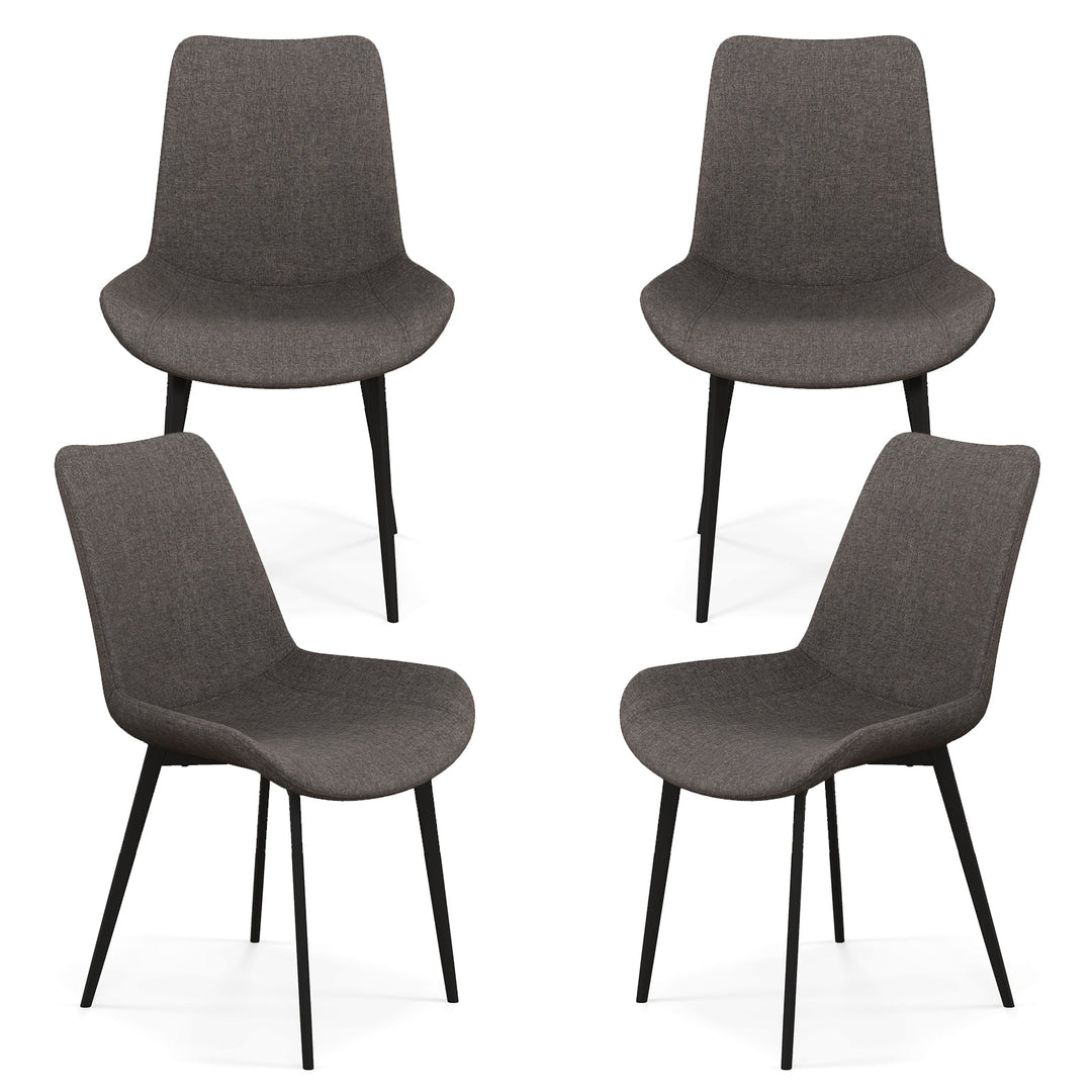 Set of 4 Dining Chair Upholstered with Metal Legs and Padded Backs