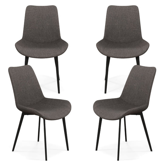 Set of 4 Dining Chair Upholstered with Metal Legs and Padded Backs