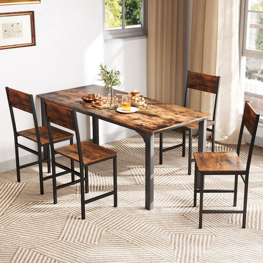 Set of 4 Dining Chairs with Metal Legs and Slanted Back