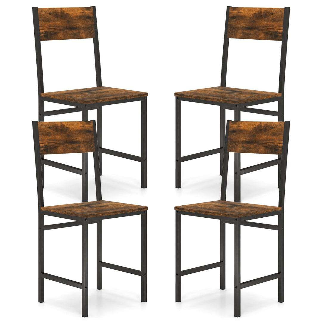 Set of 4 Dining Chairs with Metal Legs and Slanted Back