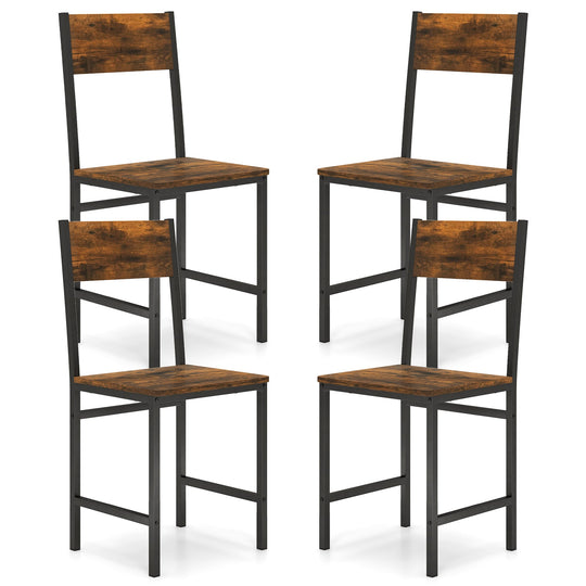 Set of 4 Dining Chairs with Metal Legs and Slanted Back