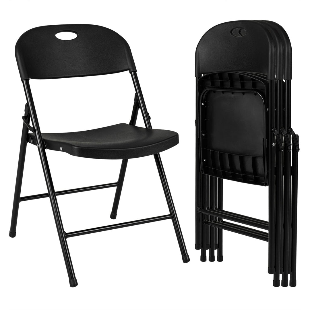 Foldable Plastic Dining Chairs Set of 4 with Ergonomic Backrest