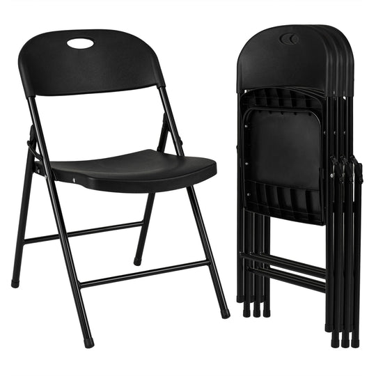 Foldable Plastic Dining Chairs Set of 4 with Ergonomic Backrest