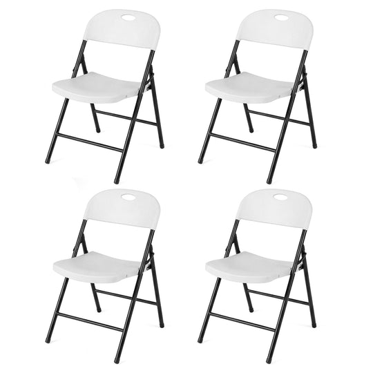 Foldable Plastic Dining Chairs Set of 4 with Ergonomic Backrest
