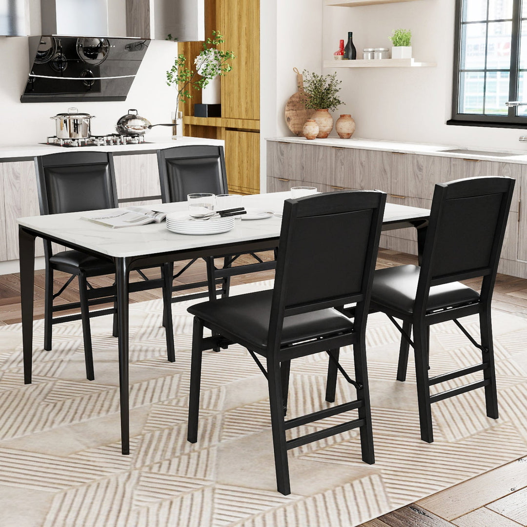 Set of 4 Folding Dining Chairs with Padded Seat and High Backrest