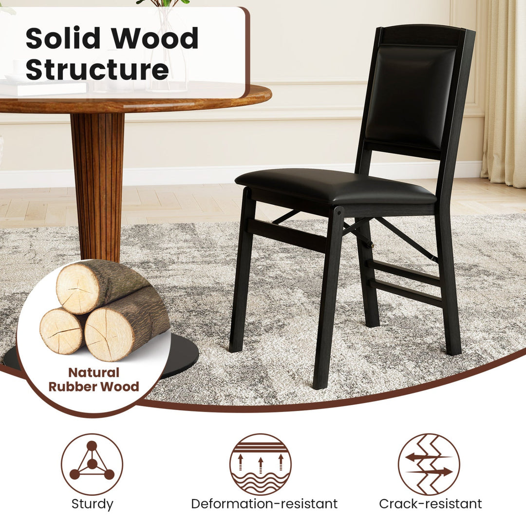 Set of 4 Folding Dining Chairs with Padded Seat and High Backrest