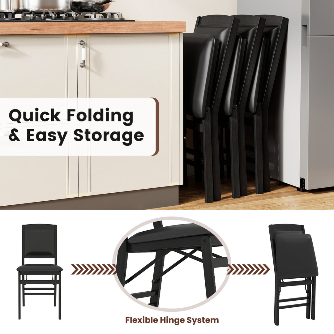 Set of 4 Folding Dining Chairs with Padded Seat and High Backrest
