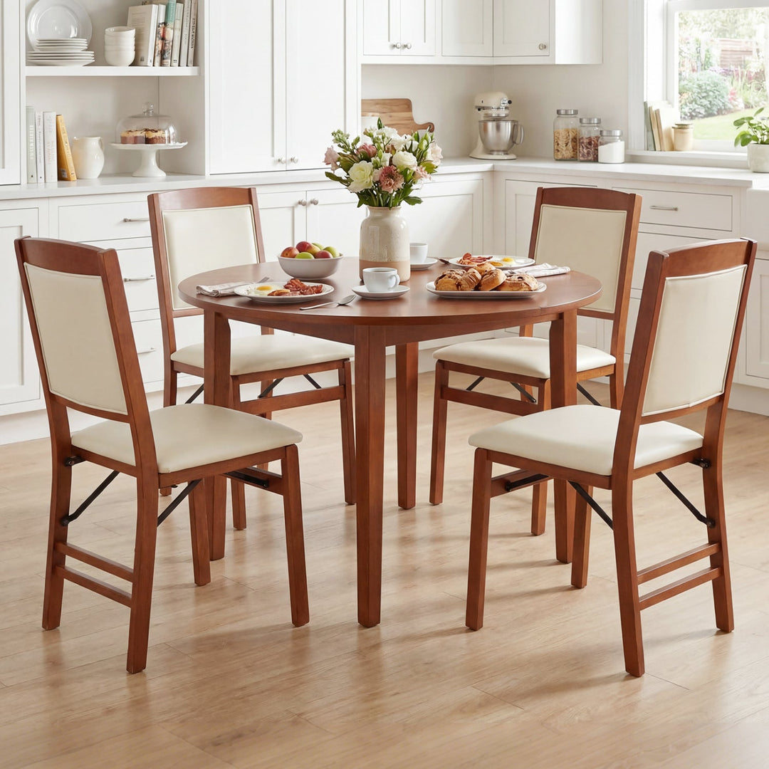 Set of 4 Folding Dining Chairs with Padded Seat and High Backrest