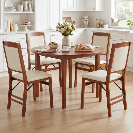 Set of 4 Folding Dining Chairs with Padded Seat and High Backrest