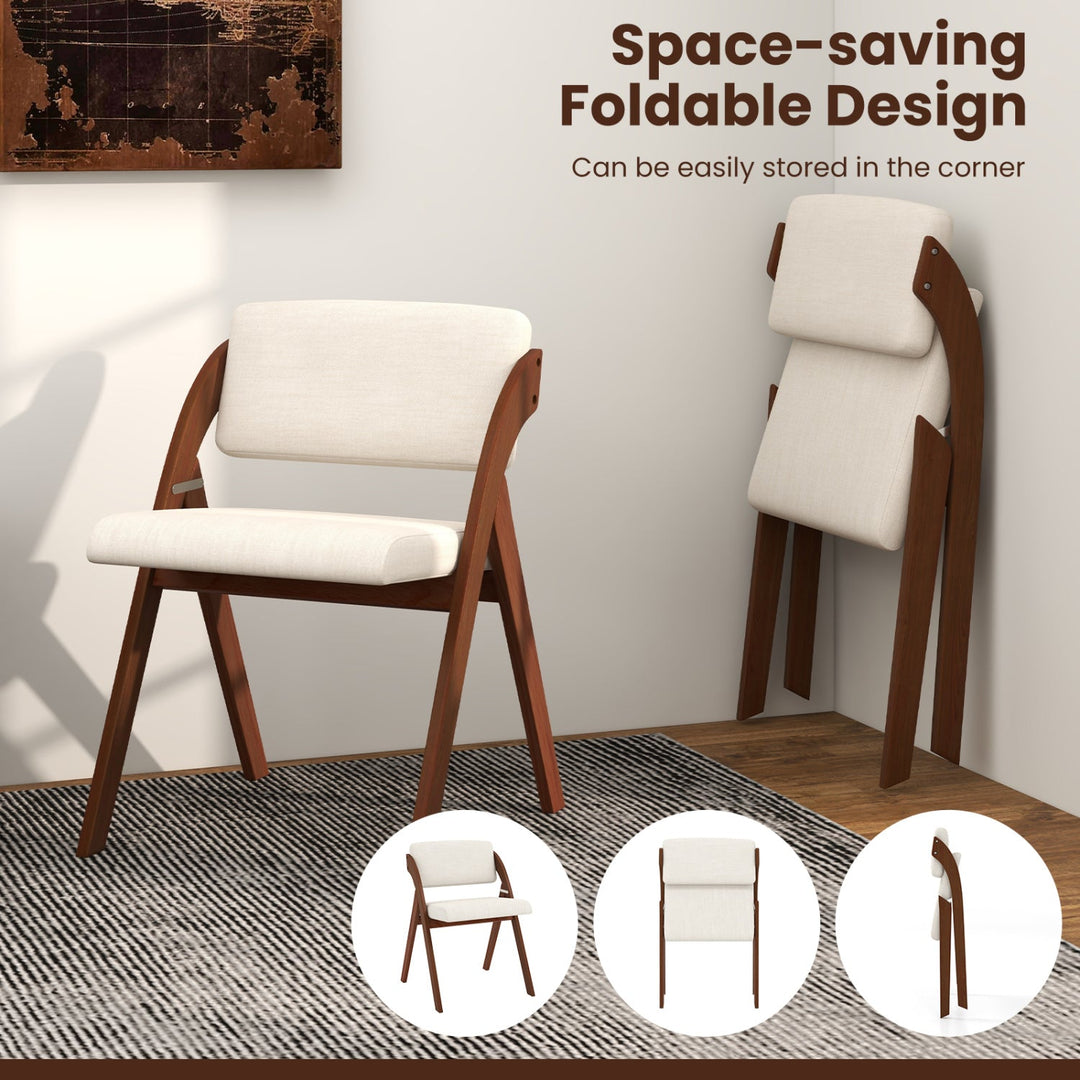 Set of 4 Folding Kitchen Dining Chairs with Rubber Wood Legs