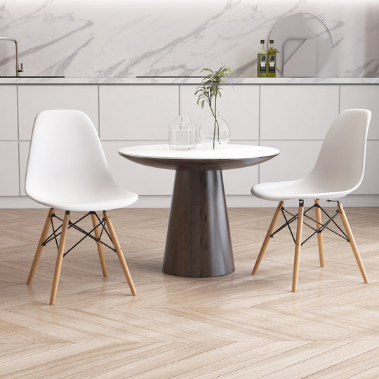 4 Pieces Modern Armless Dining Chair Set with Wood Legs