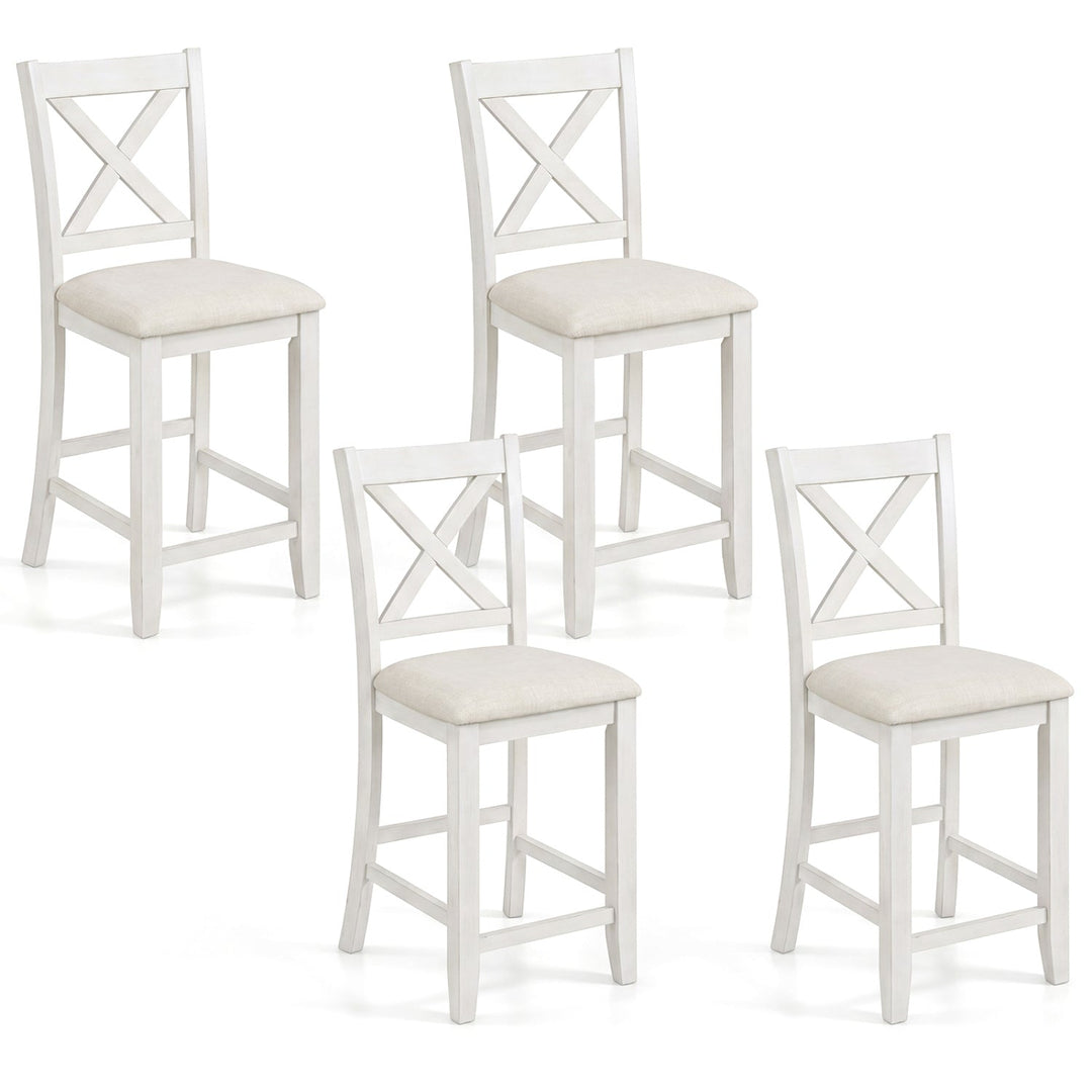 Counter Height Bar Stools Set of 4 with Footrest - White