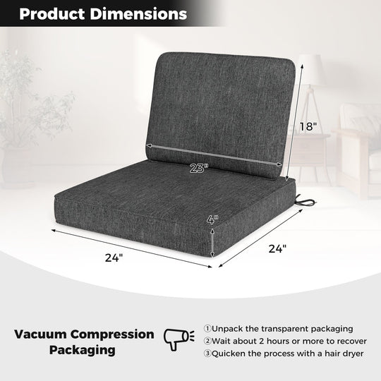 Set of 4 Outdoor Patio Cushion Set with Removable Covers