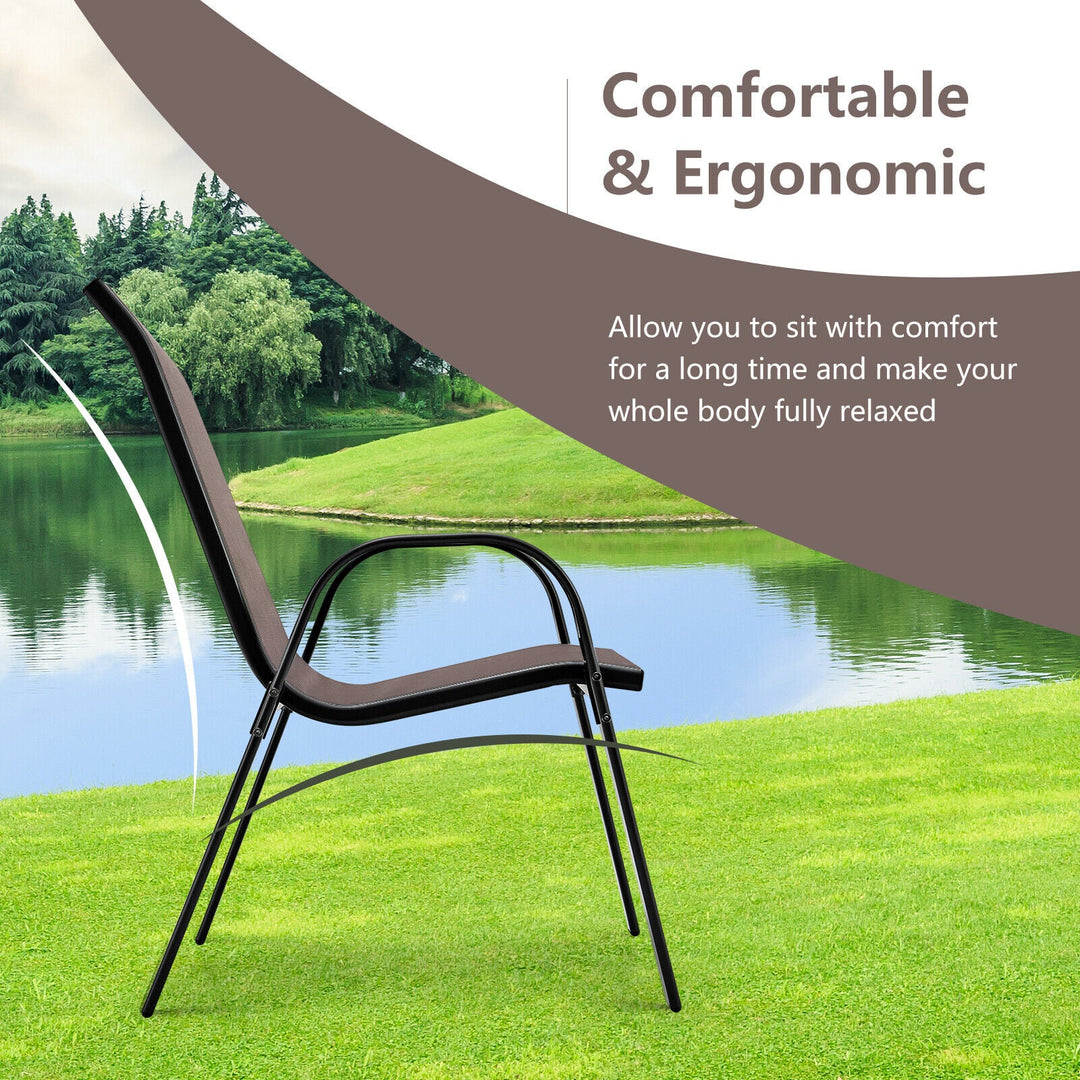 4 Pieces Stackable Patio Dining Chairs Set with Armrest