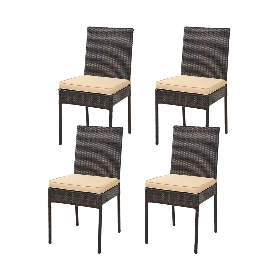 Patio Rattan Dining Chairs Set of 4 with Cushions