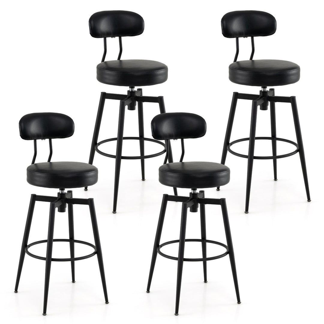 Set of 4 Swivel Barstools Faux Leather with Upholstered Seat and Back